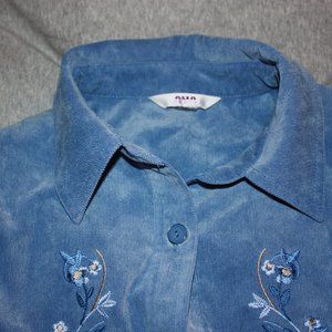 Blue, embroidery button down